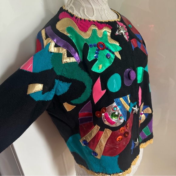 Rare Michael Simon Circus Collectible Sweater Cardigan Christmas sz L - Picture 5 of 17